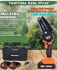 Max Extra MX8008 20 V 2.0 Şarjlı Çift Akülü Dal Budama Testeresi Mini Testere