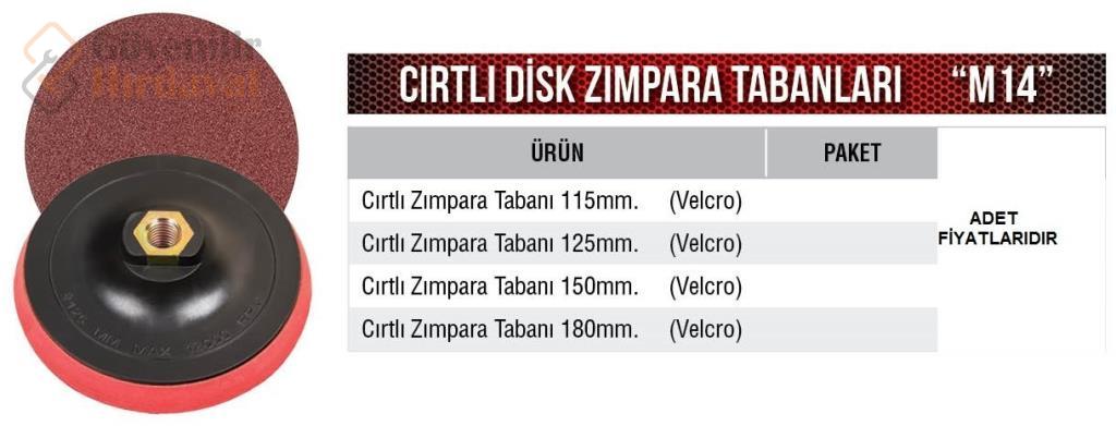 M 14 SPİRAL İÇİN CIRT ZIMPARA TABANI ÇEŞİTLERİ