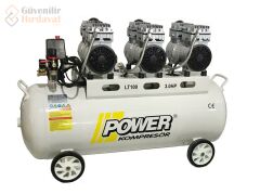 Power 3 HP 220 Volt 8 Bar 100 LT Litre Sessiz ve Yağsız Kompresörü