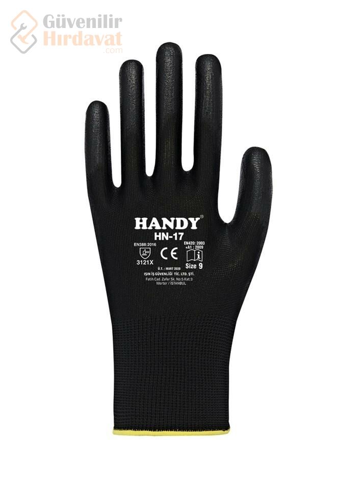 Handy Plus HN-17 Pu Kaplı Eldiven Siyah NO : 10 12 ÇİFT