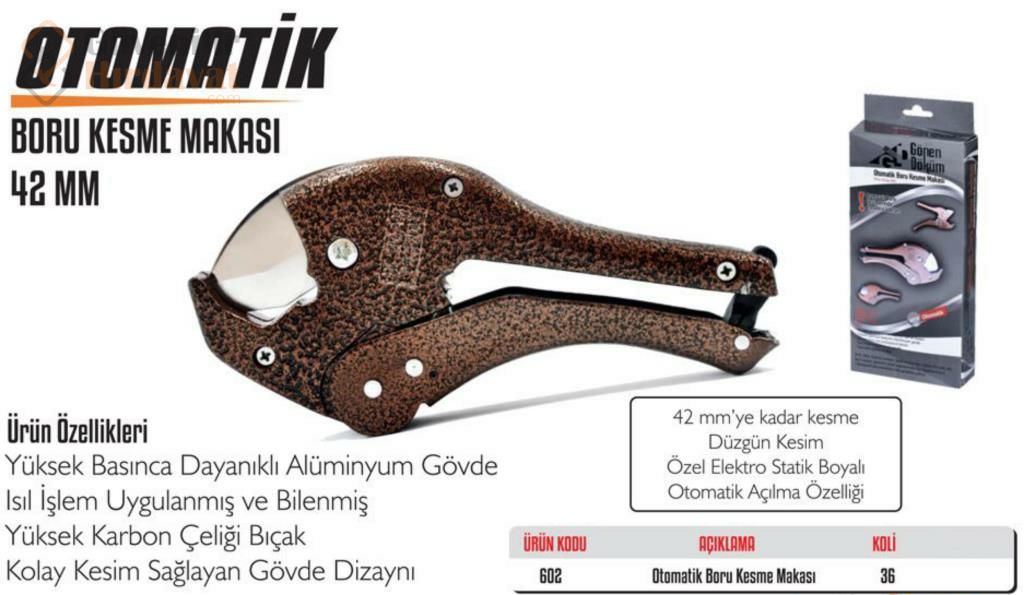 Gönen Döküm Otomatik Boru Kesme Makası 42 MM PPRC Boru Makas