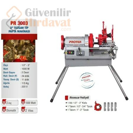 Proter Pr 3003 3’’ Tezgah Tip Pafta Makinası