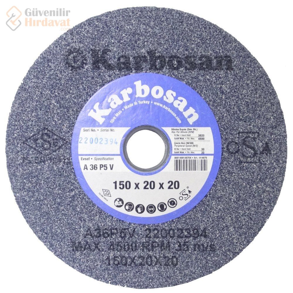 Karbosan Taşlama Taşı 150x20x20 MM 914870 A 36 P5 Nk