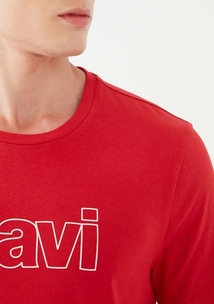Mavi Logo Canlı kırmızı Erkek Tişört 065781-34535