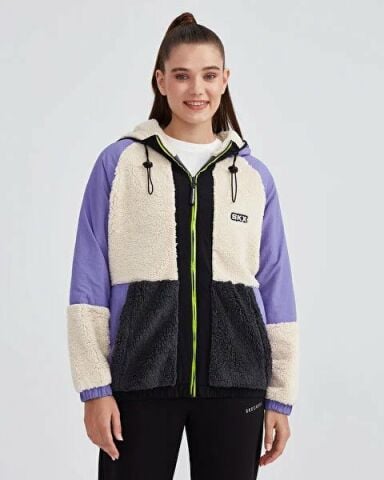 Skechers Kadın Fermuarlı Sweatshirt Beyaz-Mor-S232311-102