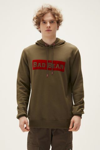 BadBear Erkek Flog Kapüşonlu Sweatshirt-Haki 22.02.12.015