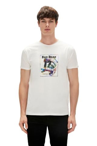 Bad Bear Oneway Erkek Baskılı Tişört - 23.01.07.037 beyaz