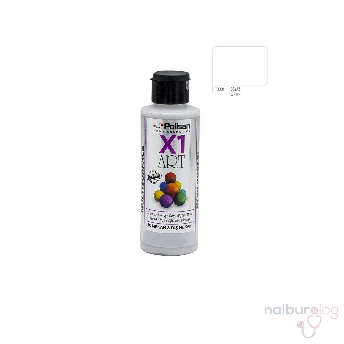 Polisan X1ART Multisurface Hobi Boyası 120ml - 0001 Beyaz White