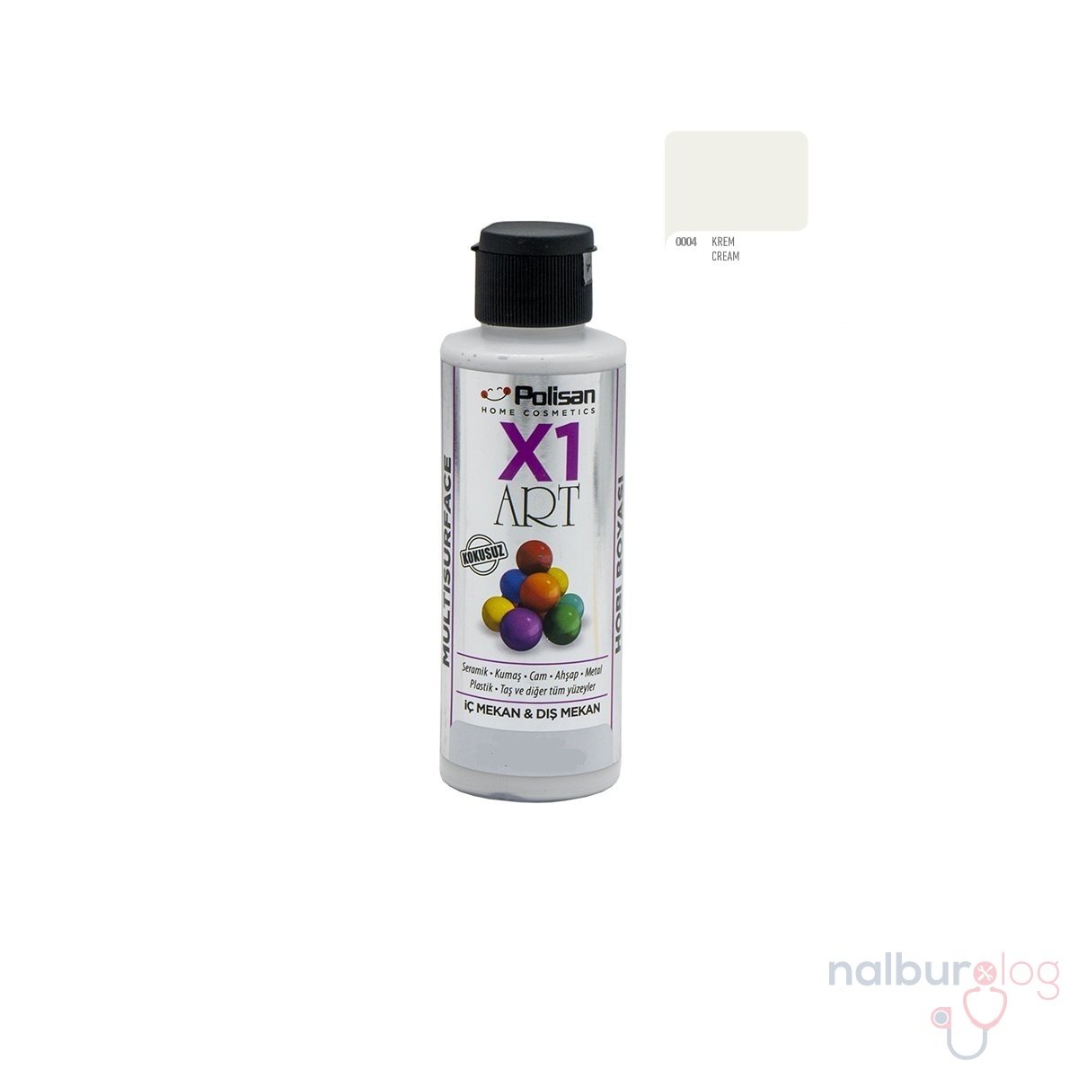 Polisan X1ART Multisurface Hobi Boyası 120ml - 0004 Krem