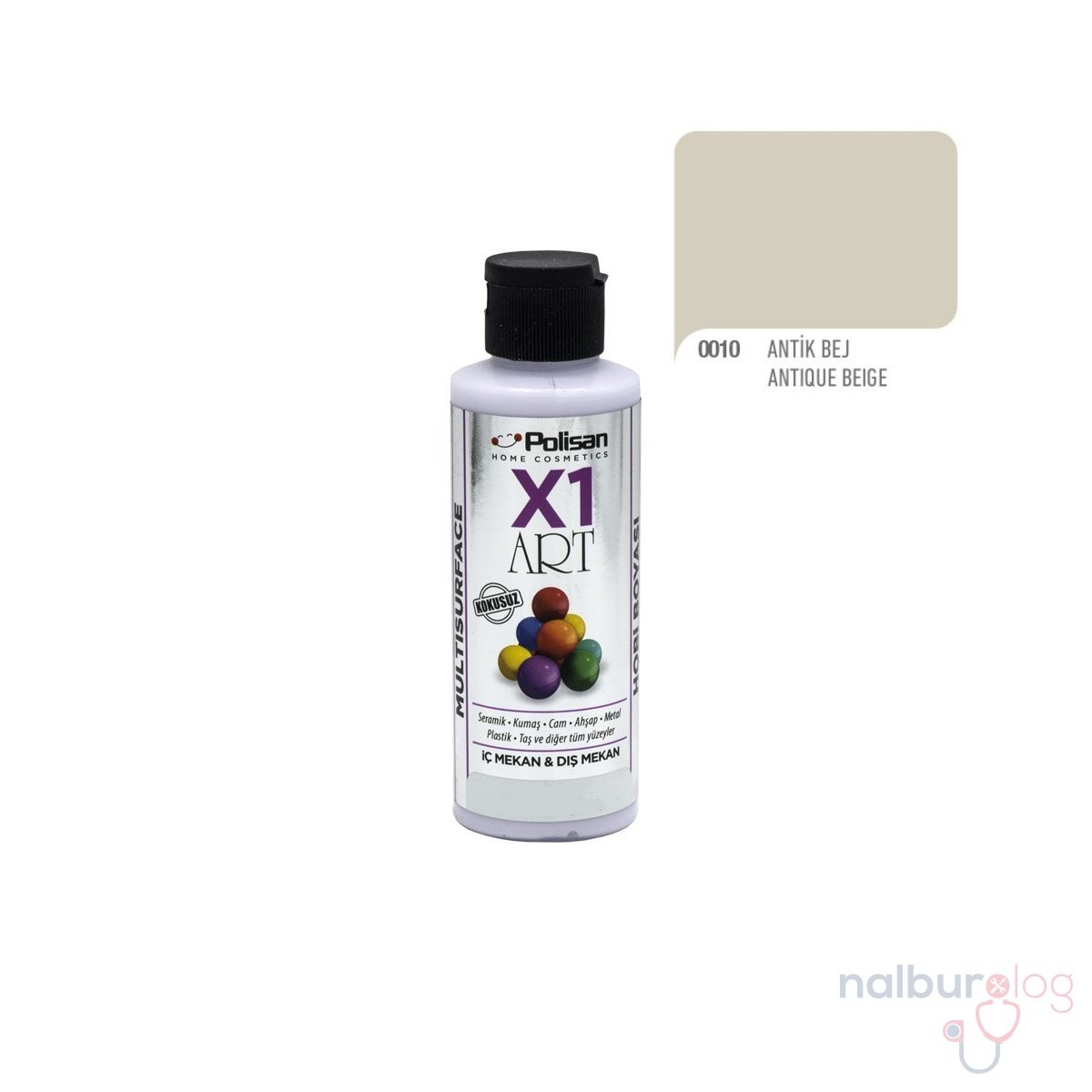 Polisan X1ART Multisurface Hobi Boyası 120ml - 0010 Antik Bej