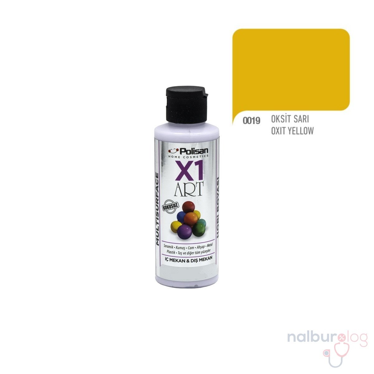 Polisan X1ART Multisurface Hobi Boyası 120ml - 0019 Oksit Sarı