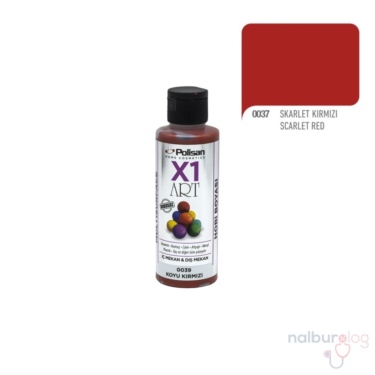 Polisan X1ART Multisurface Hobi Boyası 120ml - 0037 Skarlet Kırmızı