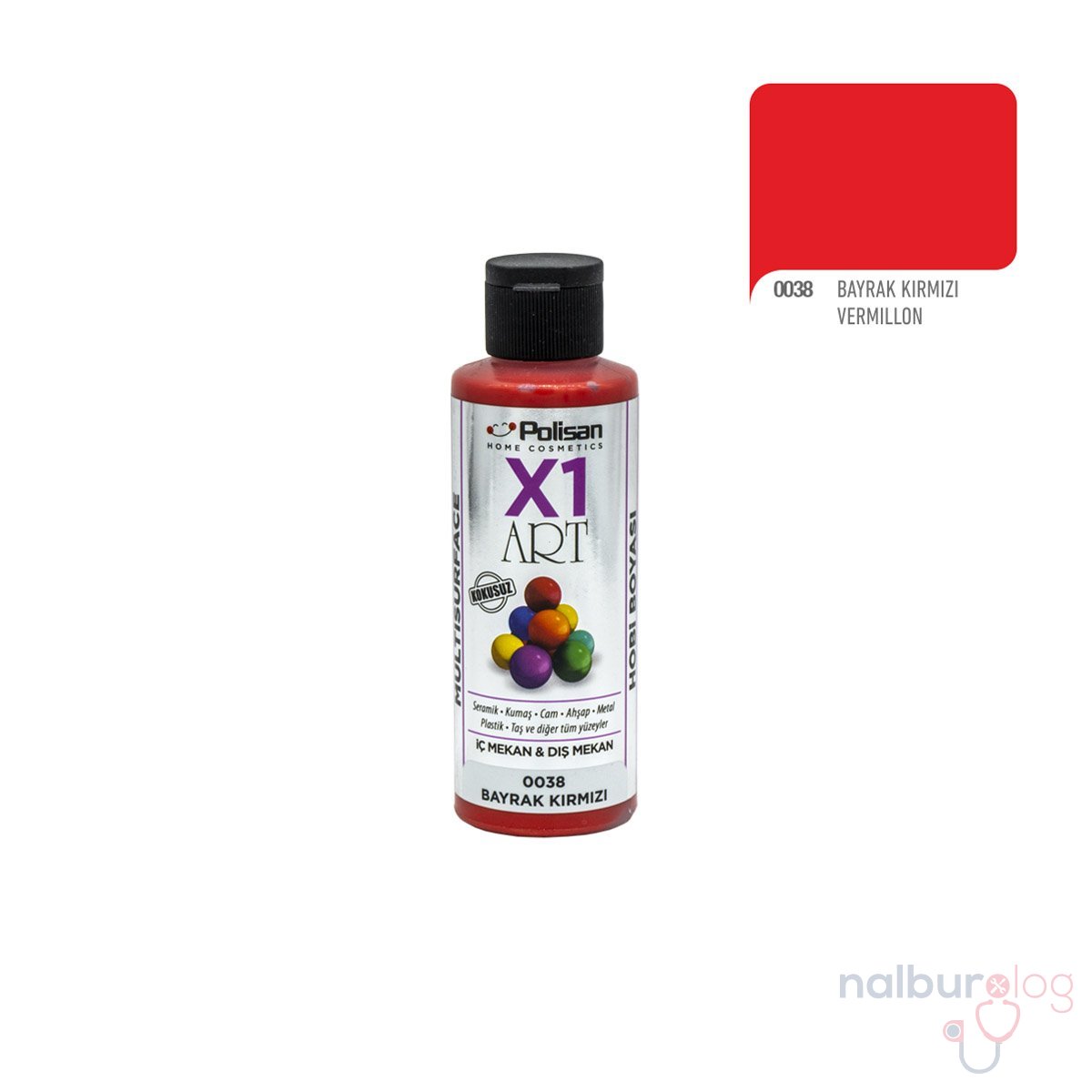 Polisan X1ART Multisurface Hobi Boyası 120ml - 0038 Bayrak Kırmızı