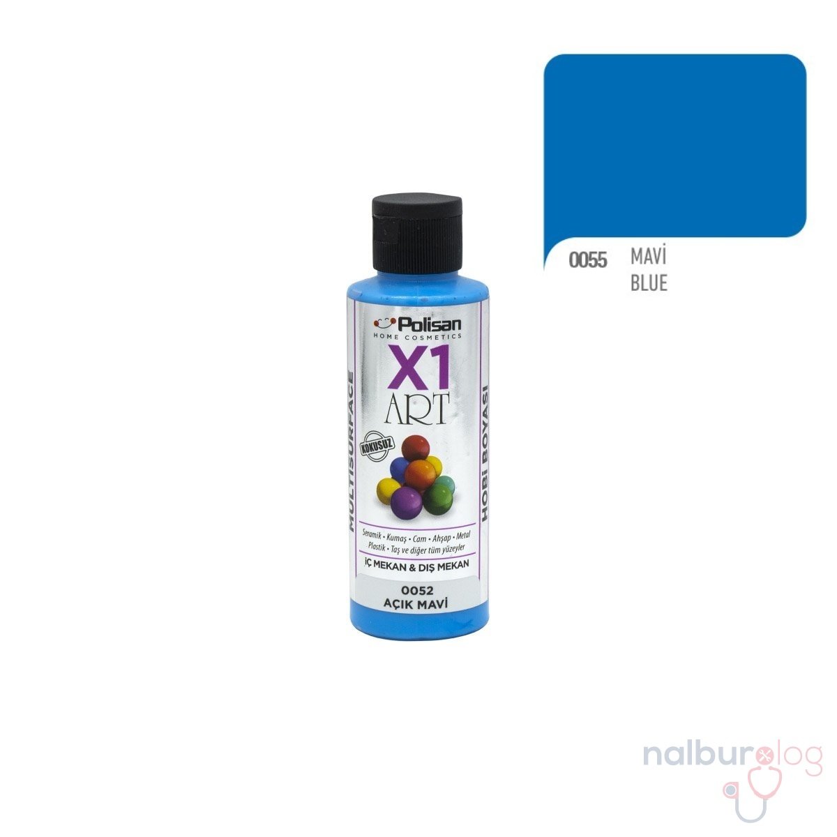 Polisan X1ART Multisurface Hobi Boyası 120ml - 0055  Mavi