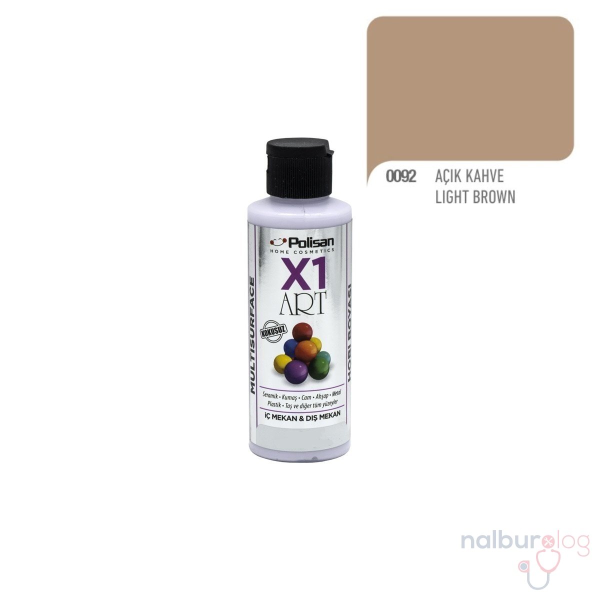 Polisan X1ART Multisurface Hobi Boyası 120ml - 0092 Açık Kahve