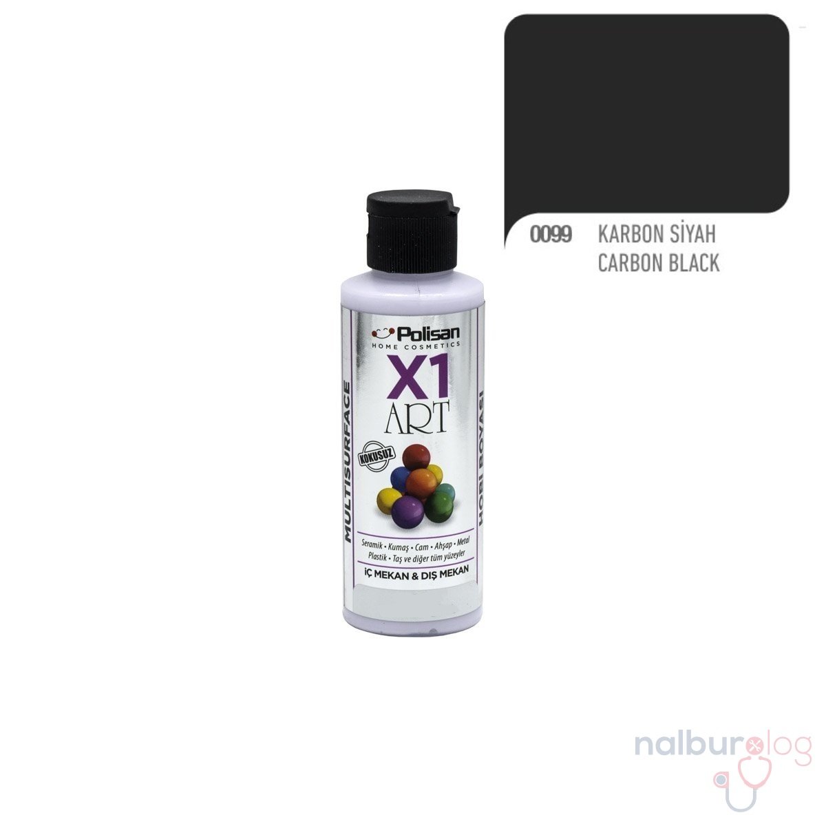 Polisan X1ART Multisurface Hobi Boyası 120ml - 0099 Karbon Siyah