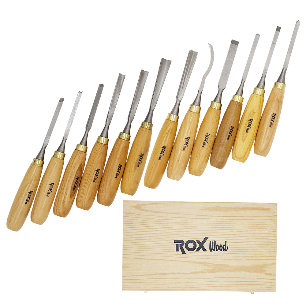 ROX Wood 9092 Ahşap Oyma Iskarpela Seti 12 Parça Ahşap Kutulu