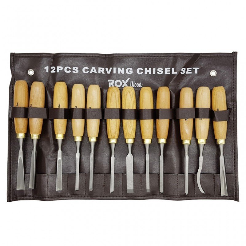 ROX WOOD 12 PARÇA EL TİPİ AHŞAP OYMA SETİ