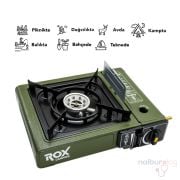 Rox Camping 0189 Tekli Portatif Kamp Ocak, Rüzgarlıklı, Ekstra Gaz Girişli - Turuncu