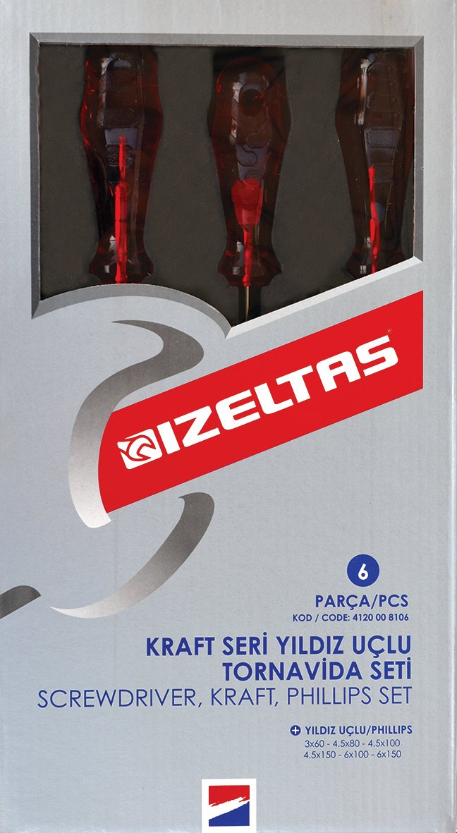 İZELTAŞ Kraft Seri Yıldız Uçlu Tornavida Seti (6 Parça)