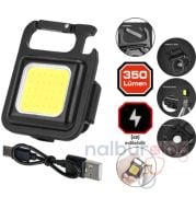 Rox 0229 Outdoor Anahtarlık Şarjlı Led Fener 350 Lümen