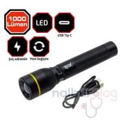 Rox 0211 Şarjlı Led El Feneri 1000 Lümen