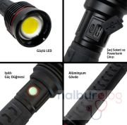 Rox 0209 Şarjlı Led El Feneri 10000 Lümen