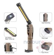 Rox 0224 Mini Şarjlı Katlanır Çok Amaçlı Çalışma Feneri 1000 lümen