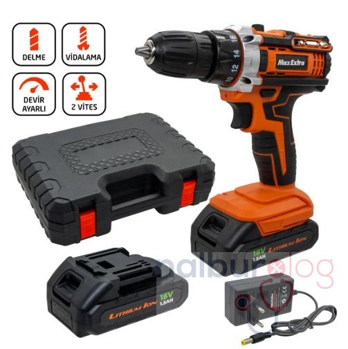 Max Extra MX1815 Çift Akülü Matkap Vidalama 18V 1.5Ah
