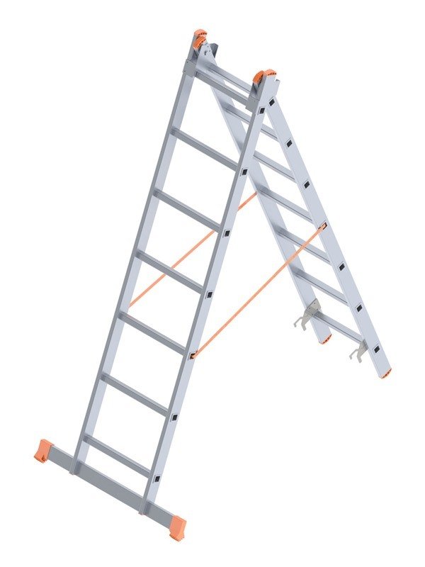 SARAYLI 2*7 A Tipi ve Sürgülü Endüstriyel Merdiven (193x2=386 CM)