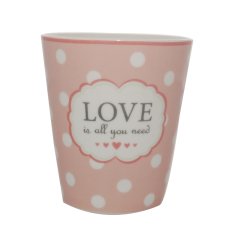 Beyaz Puantiyeli Pembe Love Mug