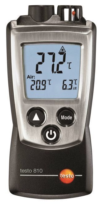 testo 810 (10:1 optik) cep tipi temassız kızıl ötesi, infrared termometre, ortam sıcaklık ölçümü ile beraber