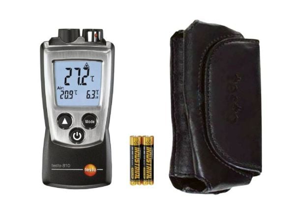 testo 810 (10:1 optik) cep tipi temassız kızıl ötesi, infrared termometre, ortam sıcaklık ölçümü ile beraber