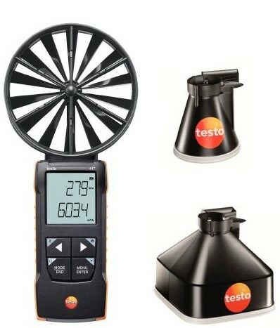 testo 417 Set 1 App bağlantılı 100mm pervane anemometre ve hunileri