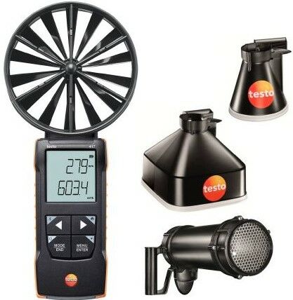 testo 417 Set 2 App bağlantılı 100mm pervane anemometre, hunileri ve akış doğrultucu