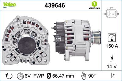 ALTERNATÖR 12V 160A VALEO TIP DOKKER DUSTER LOGAN LODGY SANDERO MEGANE III 1,5 DCI