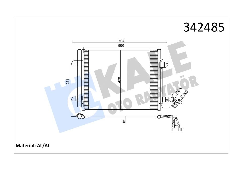 KLİMA RADYATÖRÜ KURUTUCULU VOLKSWAGEN CADDY III TOURAN 540X438X16 | 1T0820411A / 1T0820411B / 1T0820411C / 1T0820411E / 1TD820411B