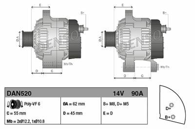 ALTERNATÖR FİAT DOBLO 1.9JTD  12V 90A 46763533 - 46774430