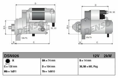 MARŞ MOTORU 12V 9 DİŞ 2KW TOYOTA COROLLA 1.4 D4D 2004-2013 1.4D YARIS | 28100-0N030