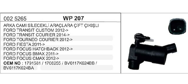 CAM SU FİSKİYE MOTOR 12V FORD TRANSİT COURIER FIESTA