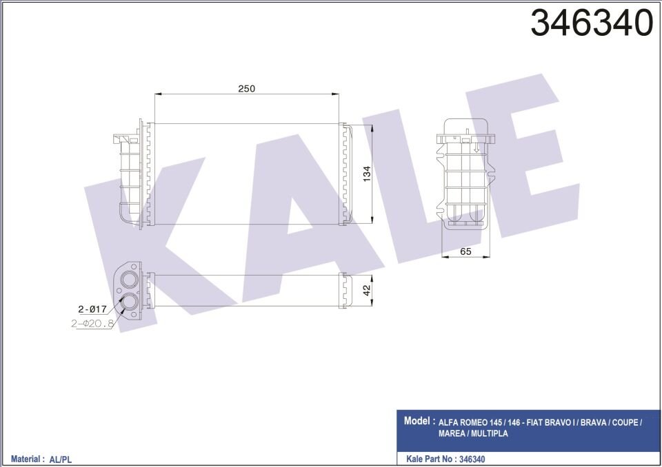 KALORİFER RADYATÖRÜ ALFA ROMEO 145-146 - FİAT BRAVO BRAVA MAREA