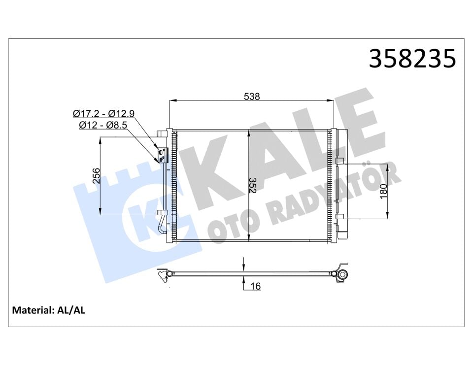 KLİMA RADYATÖRÜ HYUNDAI I20 1,4 BENZİNLİ 2015> | 97606C8000 / 97606C8050