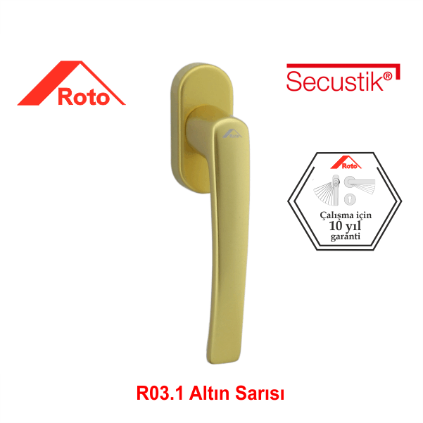 Roto RTL Sec. Pencere Kolu R03.1 Altın Sarısı 40mm