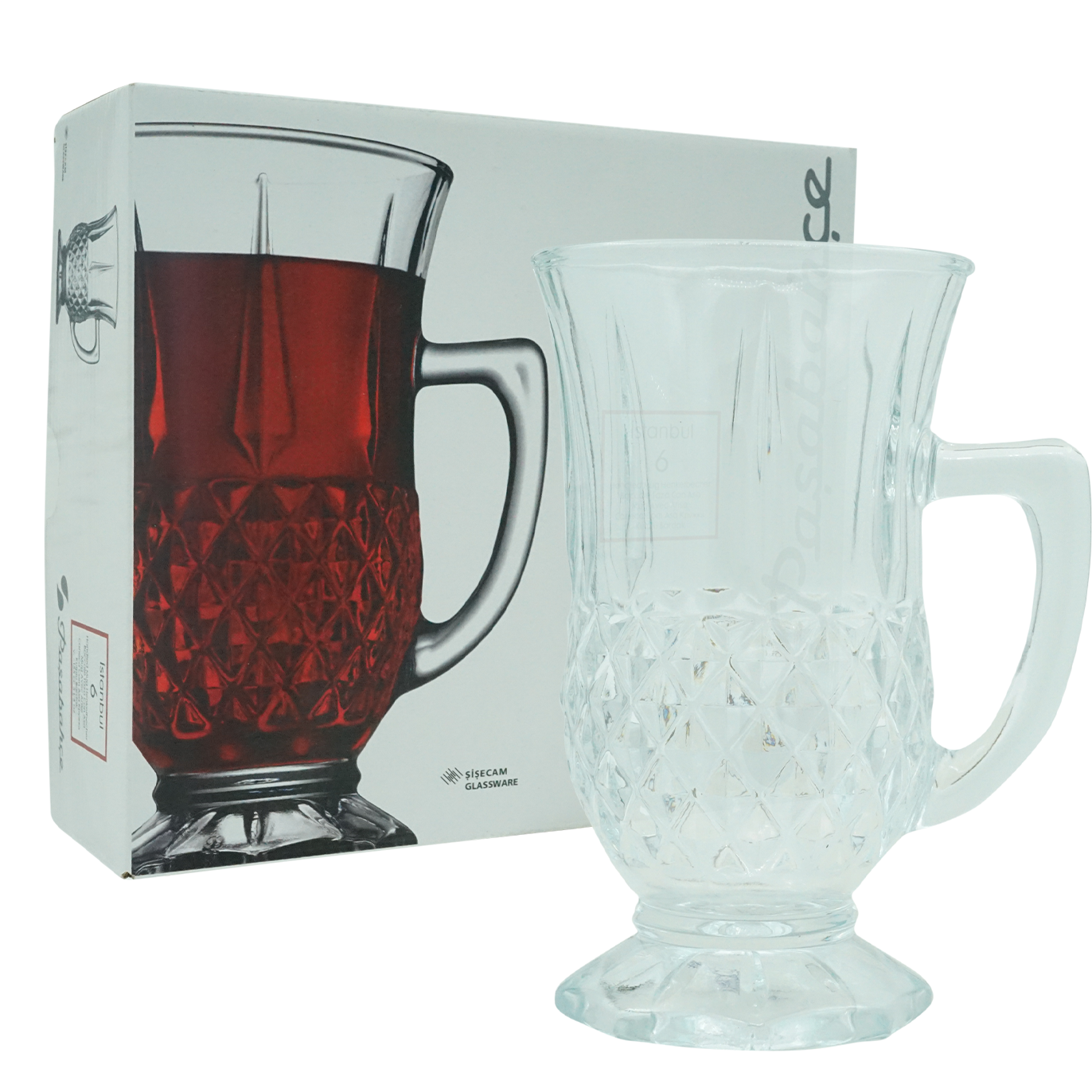 Paşabahçe Kulplu Gravürlü Bardak İstanbul 6lı