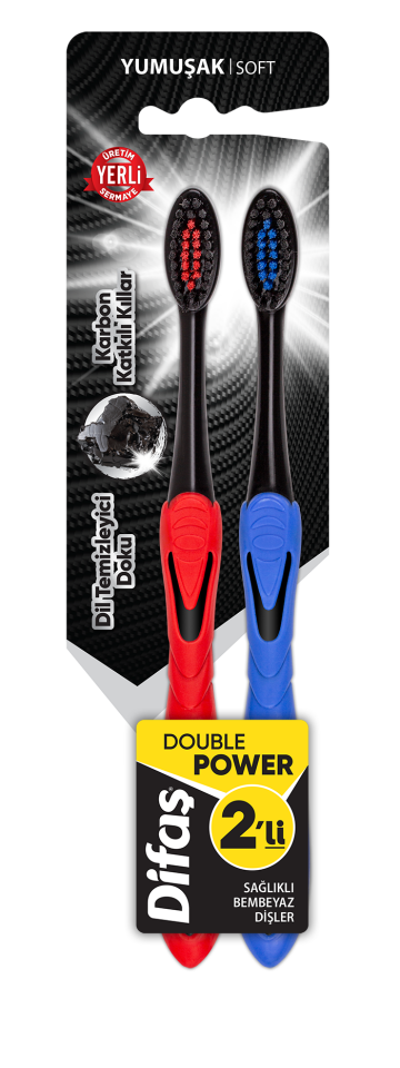 Difaş 2 li Diş Fırçası Karbon Double Power Soft