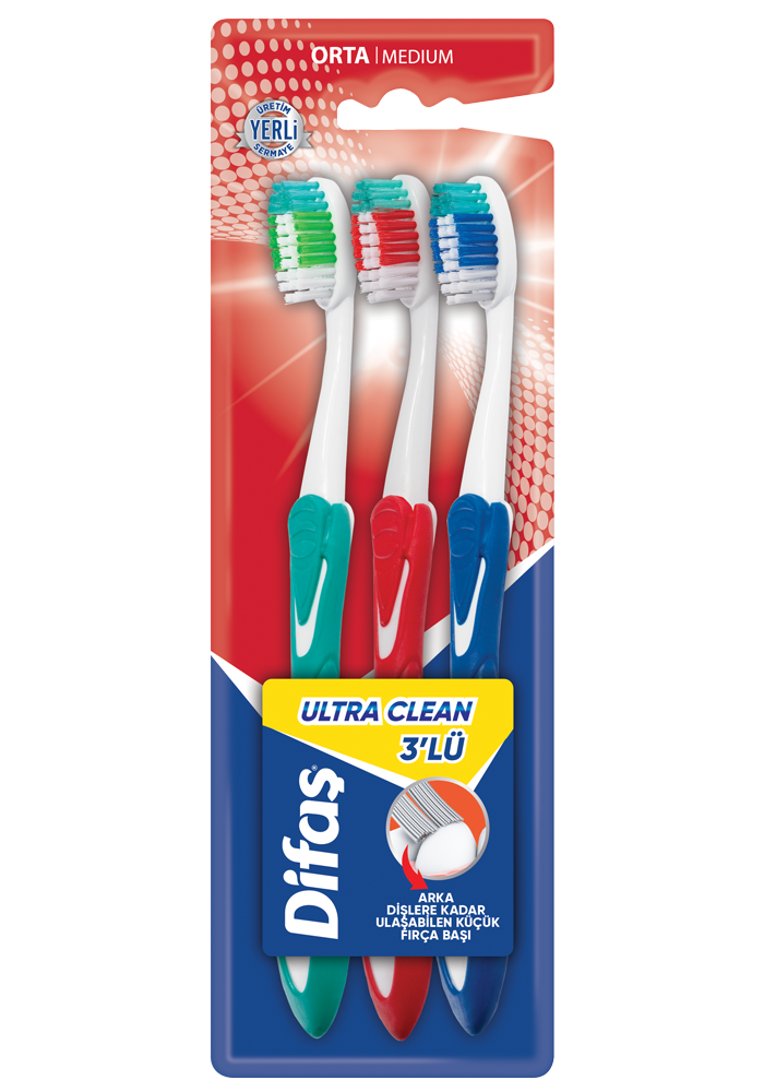 Difaş Ultra Clean Orta 3lü Diş Fırçası