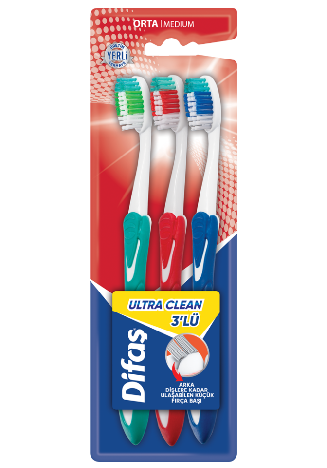 Difaş Ultra Clean Orta 3lü Diş Fırçası