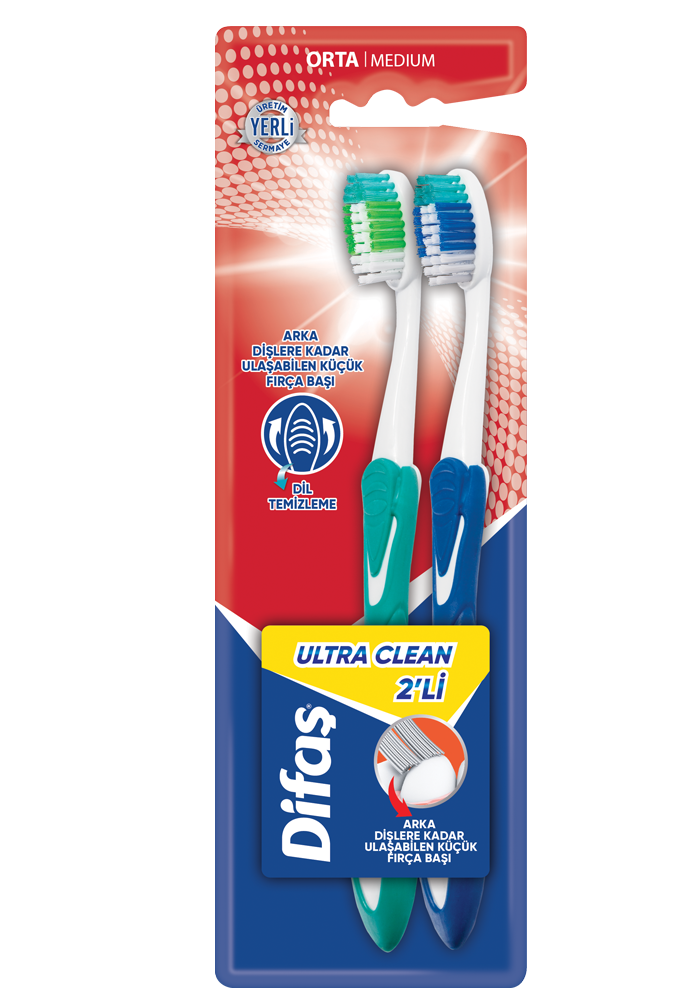 Difaş Ultra Clean Orta 2li Diş Fırçası