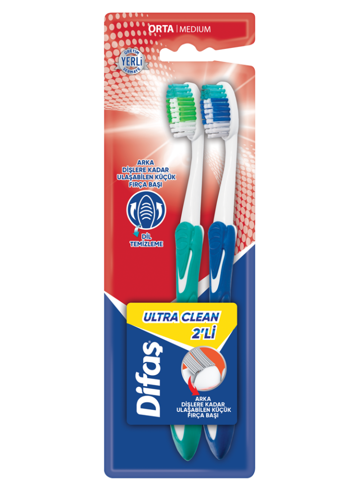 Difaş Ultra Clean Orta 2li Diş Fırçası