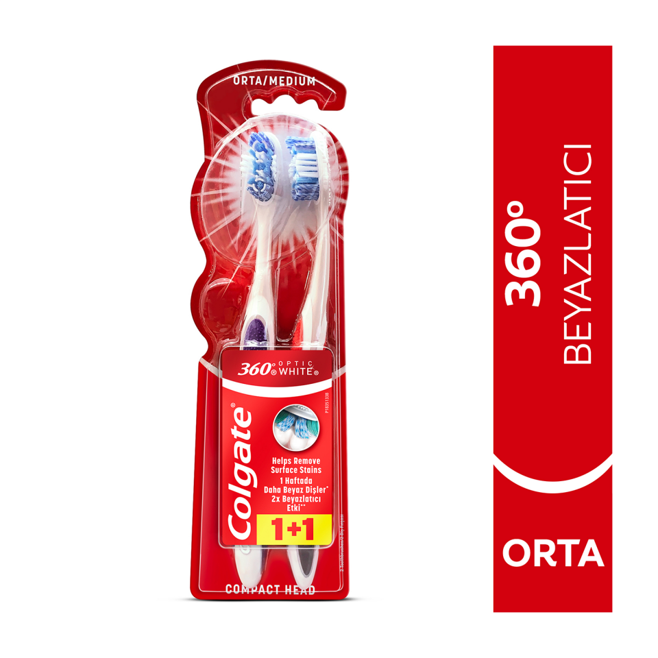 Colgate Fırça 360° 1+1 Optik Beyaz Orta